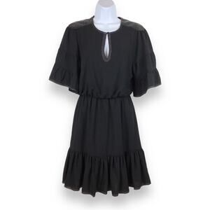 JOIE Black Ruffle Hem Mini Dress w/ Stitching Details size XS